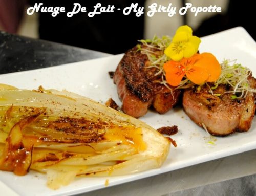 Magret farci au foie gras, mille feuilles endives pommes