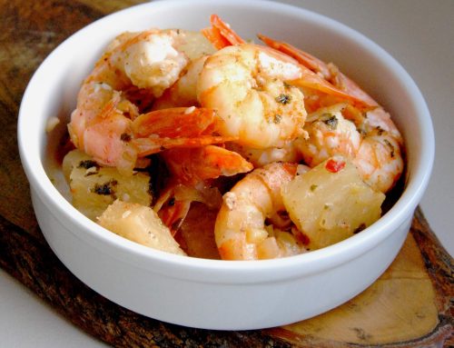 Papillote de gambas et ananas à l&rsquo;asiatique