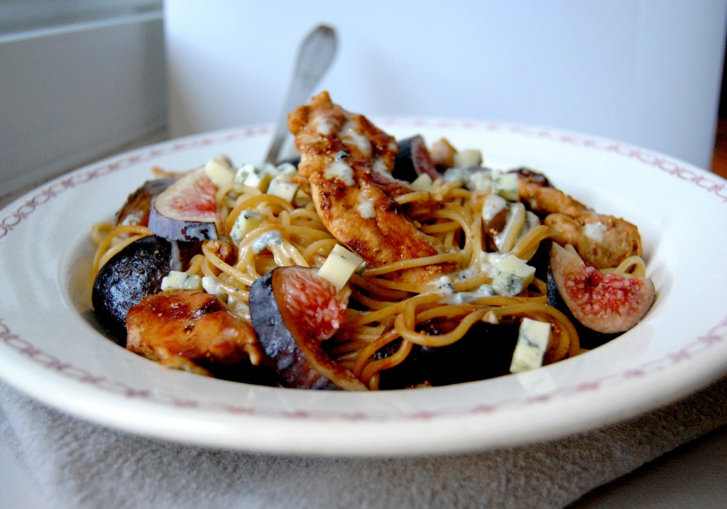 spaghettis poulet figues fourme ambert