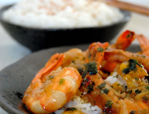 Crevettes sautées à la mangue