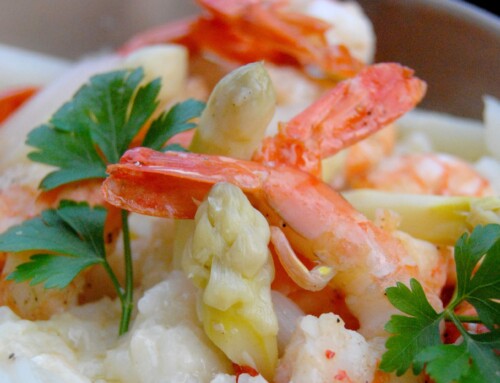 Risotto aux asperges et aux gambas