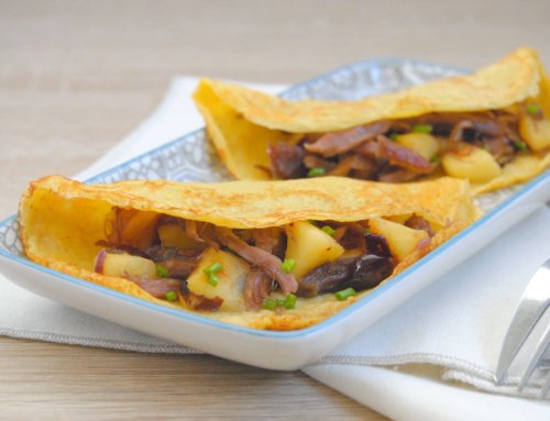 Crêpes au confit de canard et aux pommes