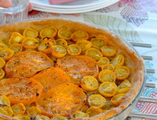 Tarte à la tomate, oignon et moutarde
