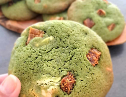 Cookies au thé matcha, pépites de chocolat et figues